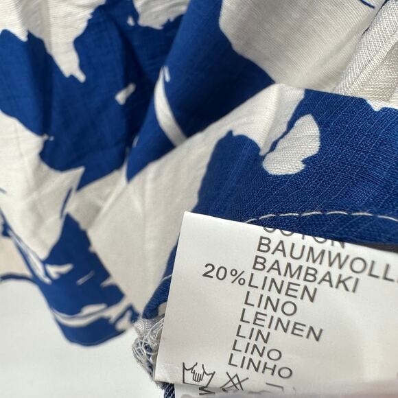 M&V Floral Print Tie Belt Midi Dress in blue white Size L/XL - Picture 9 of 13